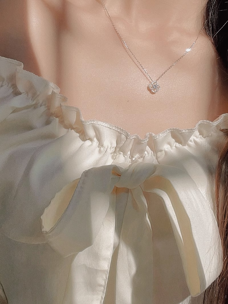 Halskette mit Kleeblatt-Anhänger, zierliche Halskette, Geschenke für Sie_voghion.com