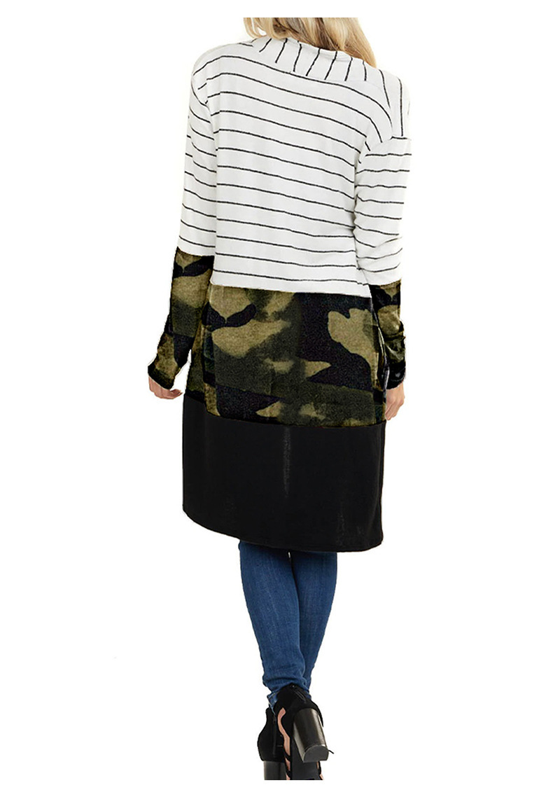 Women's Clothing Knitted Sweater Autumn and Winter New Stripes Contrast Color Splicing Plaid Casual Jacket_voghion.com