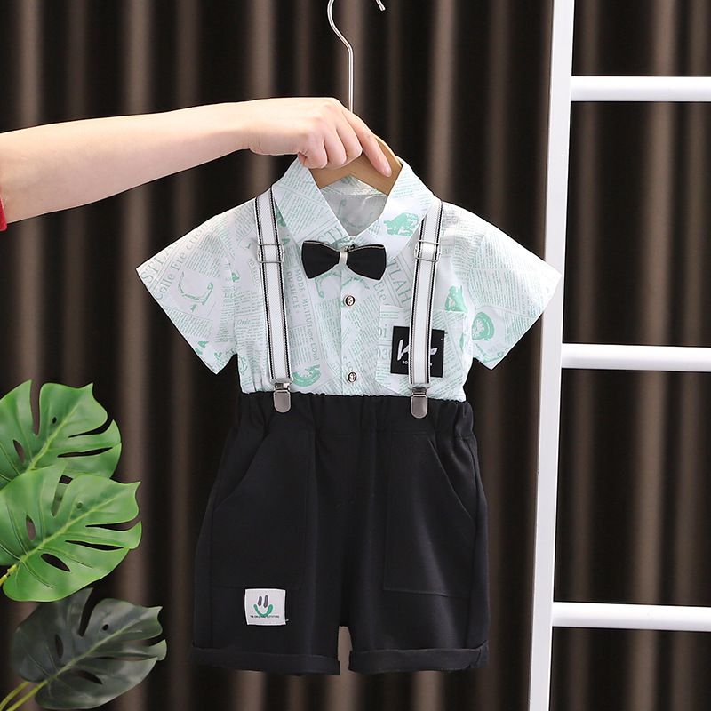 Ensemble chemise et short à manches courtes pour garçon, deux pièces, pour bébé de 0 à 4 ans, 2_voghion.com
