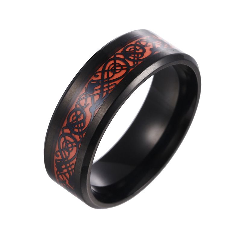 Bague dragon en acier inoxydable pour homme, accessoires populaires de différentes couleurs phosphorescentes_voghion.com