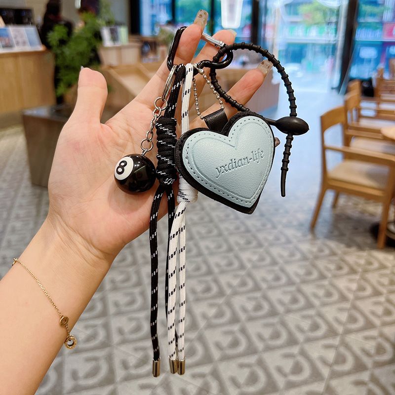 Koreanische Ins Wind Handgestrickte Seil Leder Herz Miu Stil Nische Gewebte Lanyard Schlüsselbund Paar Tasche Anhänger_voghion.com