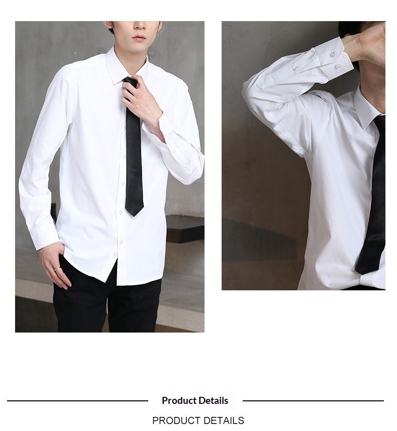 Chemise blanche à manches longues unie pour homme, collection printemps-automne haut de gamme Cove, vêtements de travail professionnels pour femmes et hommes._voghion.com