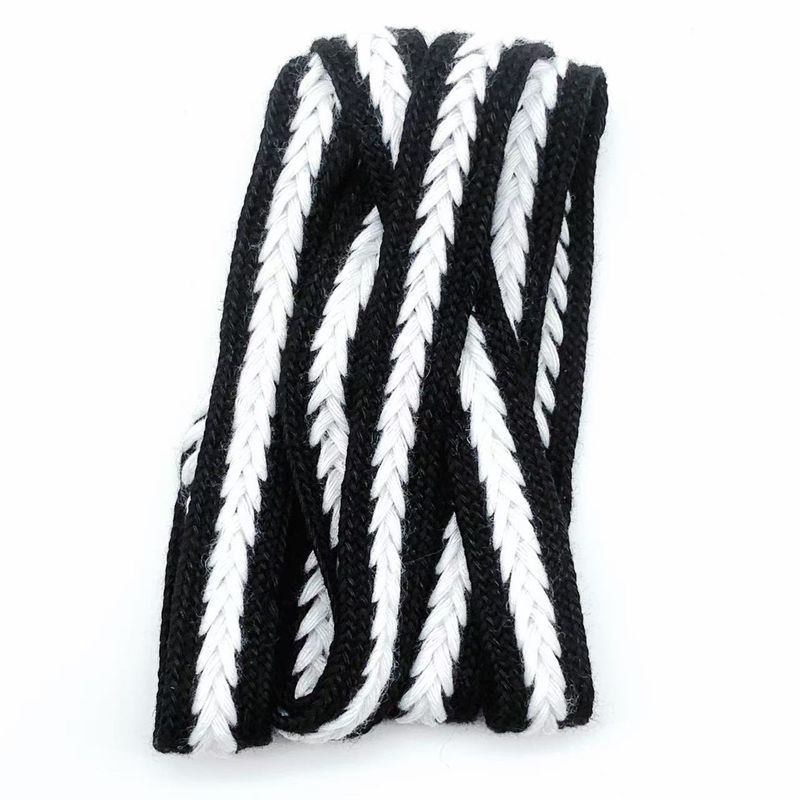 Lacci per scarpe a forma di spiga di grano per scarpe in tela da donna intrecciati in bianco e nero, larghi e piatti, extra larghi e spessi, larghezza 1,5 cm_voghion.com