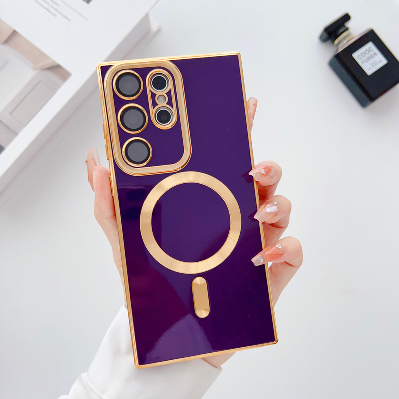 Πολυτελής ηλεκτρολυτική μαγνητική θήκη φόρτισης Magsafe για Samsung S21 S22 S23 Plus S21Ultra S22Ultra S23Ultra μαλακό κάλυμμα σιλικόνης αντικραδασμικό_voghion.com