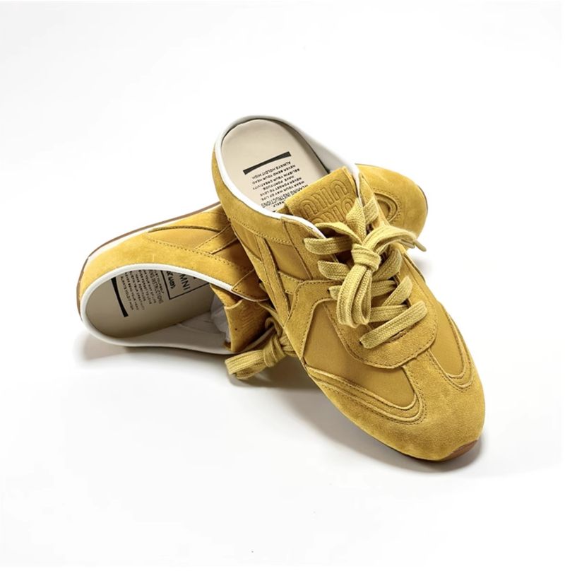 Trainingspantoffeln im koreanischen Stil für Damen, flache Halbschuhe aus weichem Leder mit Farbblockdesign und geschlossener Zehenpartie für den Sommer im Freien,_voghion.com