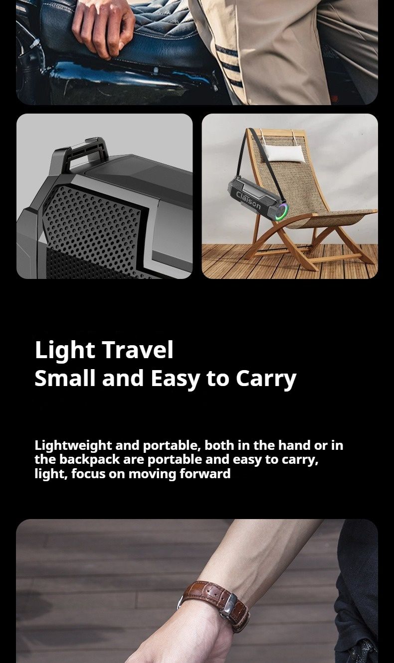Caisson de basses 30 W, lumière colorée, sans fil, Bluetooth 5.3, son stéréo, portable, fête familiale, karaoké, boombox, étanche_voghion.com