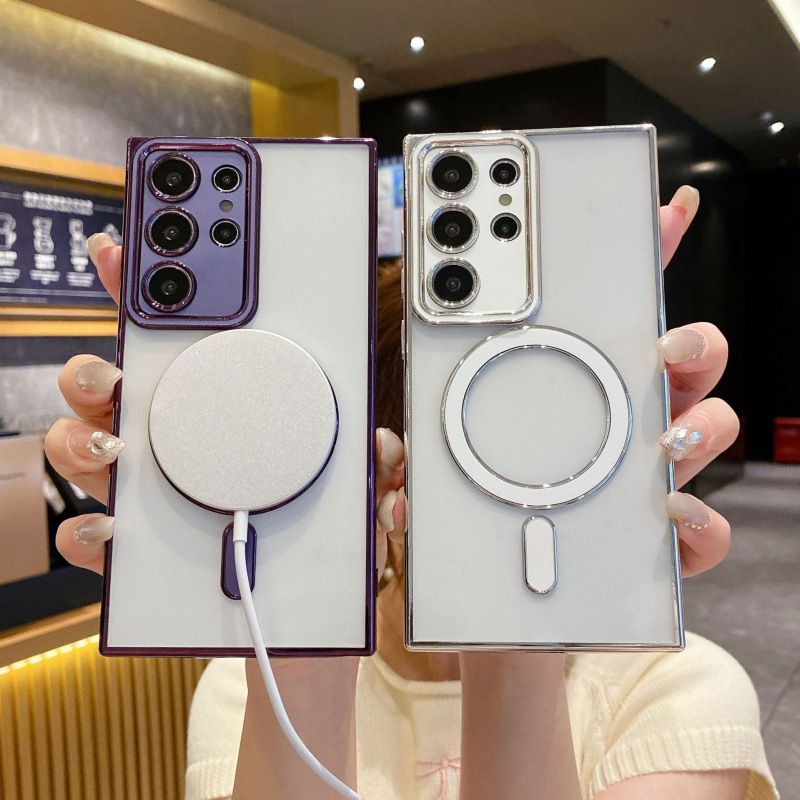 Telefoonhoesje & covers Geschikt voor mobiele telefoonhoesjes Transparant Macaron Galvaniseren Magnetisch opladen S24 Anti-val Zachte hoes_voghion.com
