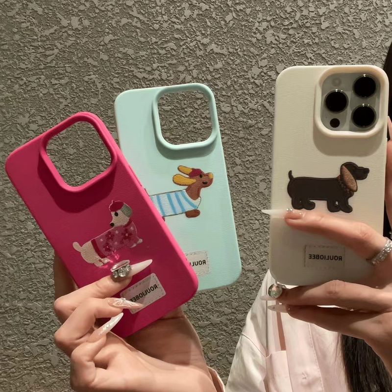 TechGlobe Dog Collection Lychee Pattern 16/15 Pro Phone 14/13/12 Custodia morbida in stile giapponese e coreano_voghion.com