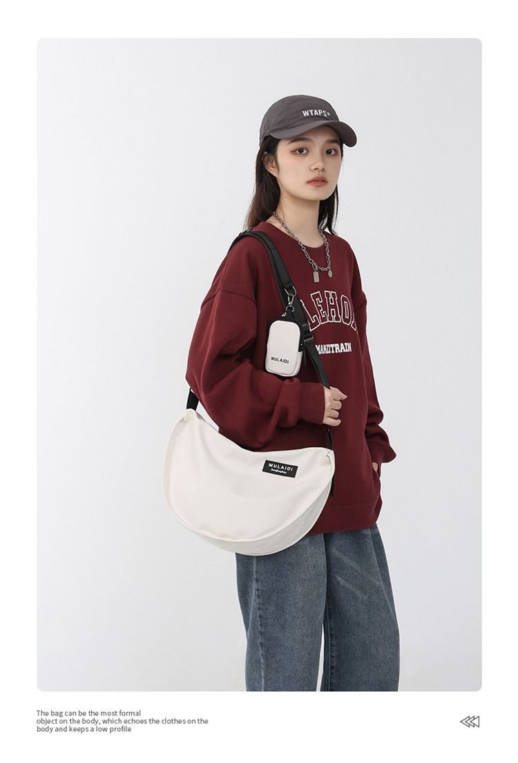 Large Capacity Nylon Canvas Bag Women's New Crossbody Bag Casual And Versatile One Shoulder Dumpling Bag Student Class_voghion.com