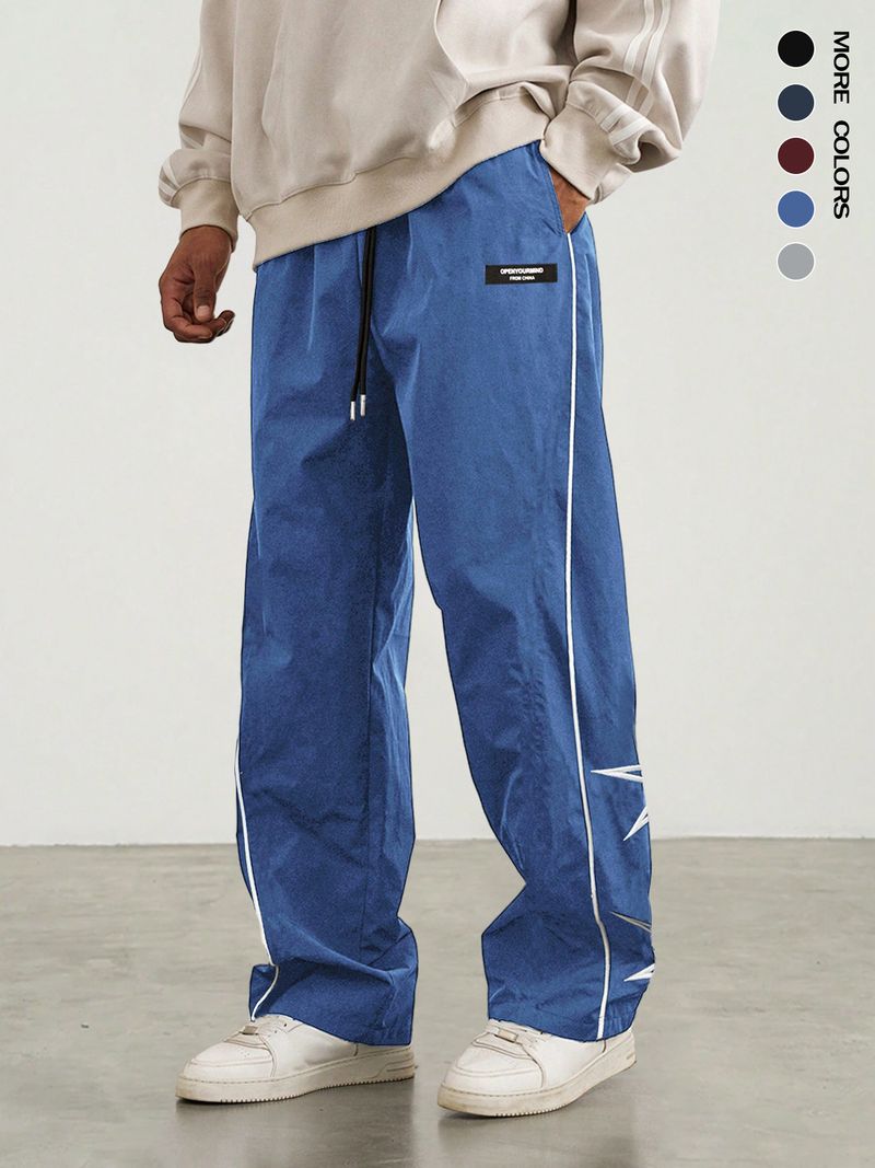 Men’s Casual Pants – Retro Loose Fit With Cosmic Embroidery, Drawstring Waist (S-XXL, 5 Colors) – Lightweight & Breathable For Summer_voghion.com