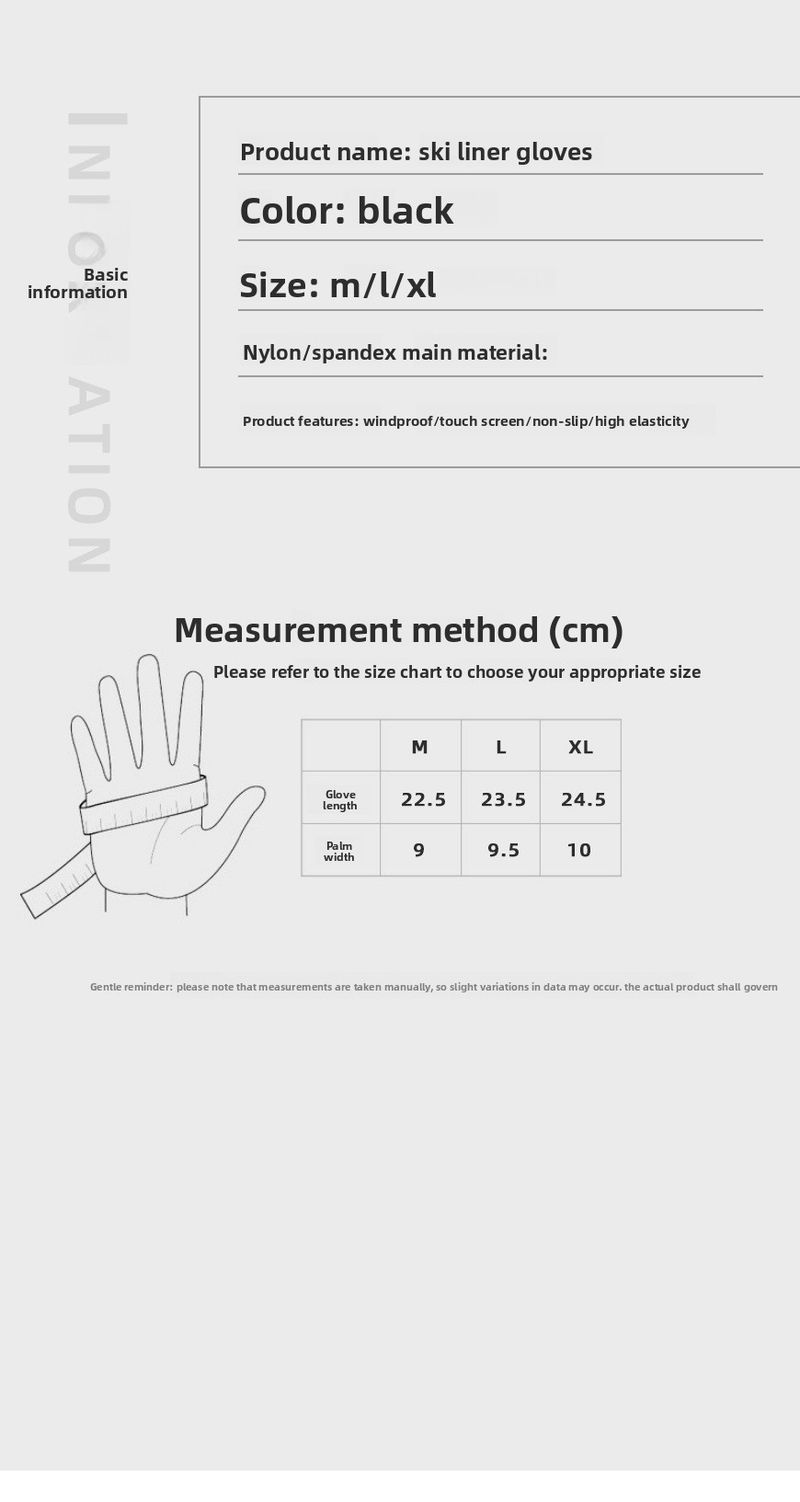 Outdoor Thin Fleece Skiing Inner Gloves Lining Autumn Winter Driving Touchscreen Non-Slip Cycling Sports_voghion.com