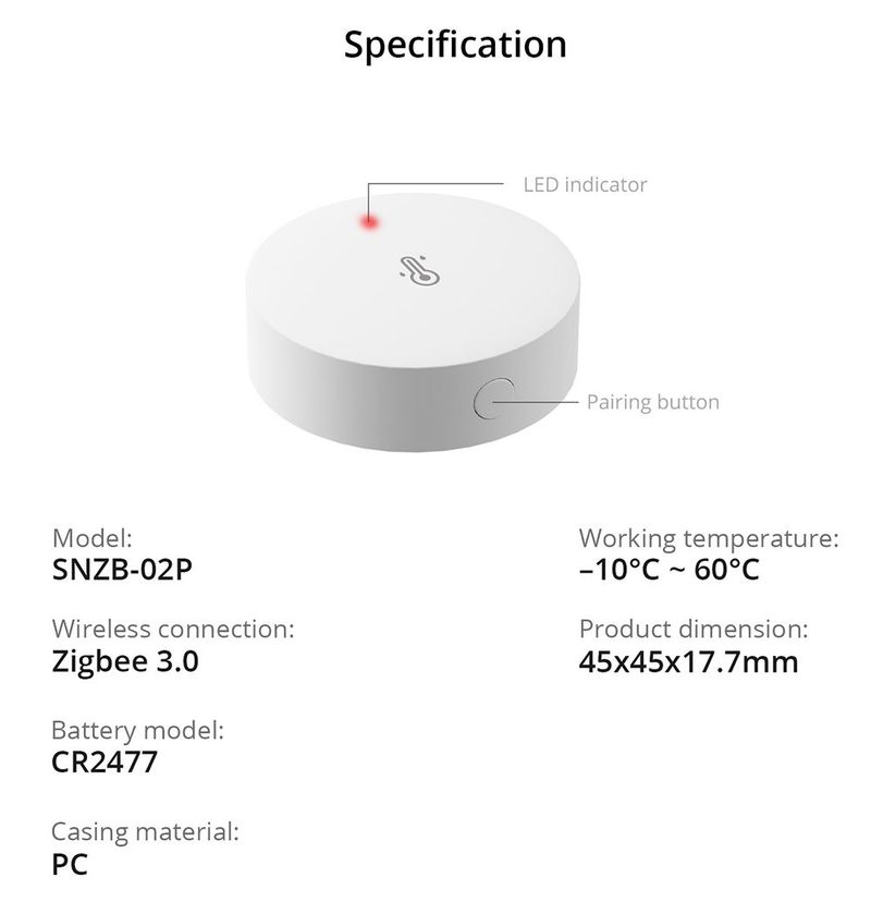 SONOFF SNZB-02P Capteur d'humidité de la température Zigbee Smart eWek APP Thermomètre de surveillance en temps réel pour Alexa Google Home_voghion.com