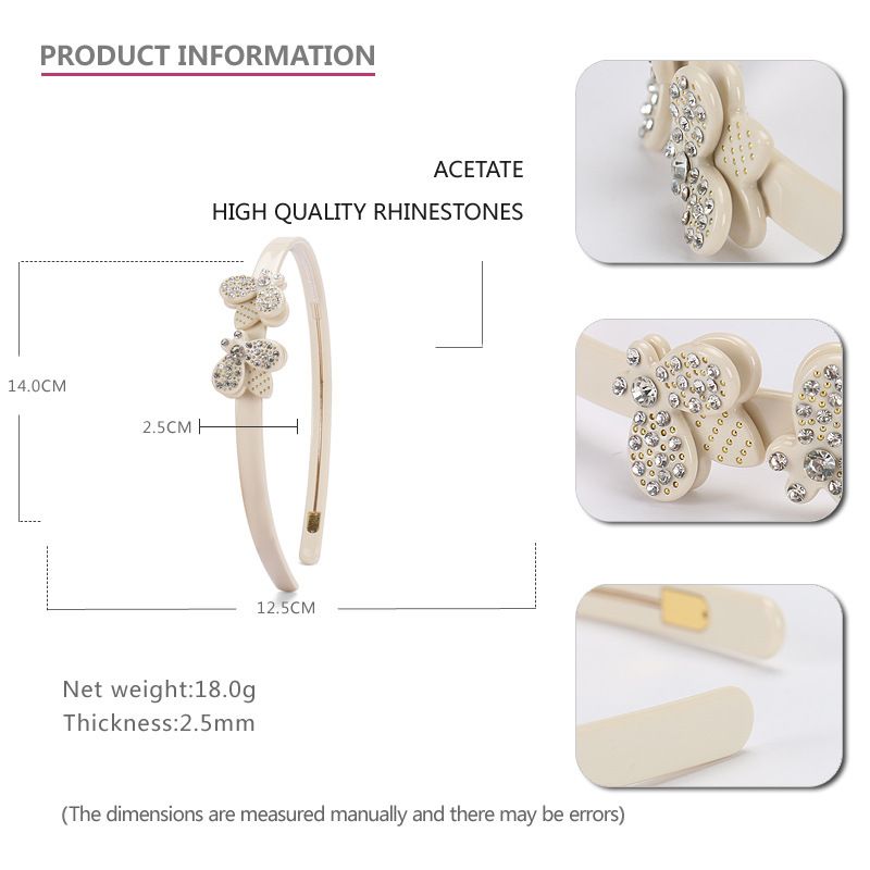 Fascia per capelli decorativa da donna con corona alta in acetato con strass luminosi e ape, stile francese_voghion.com