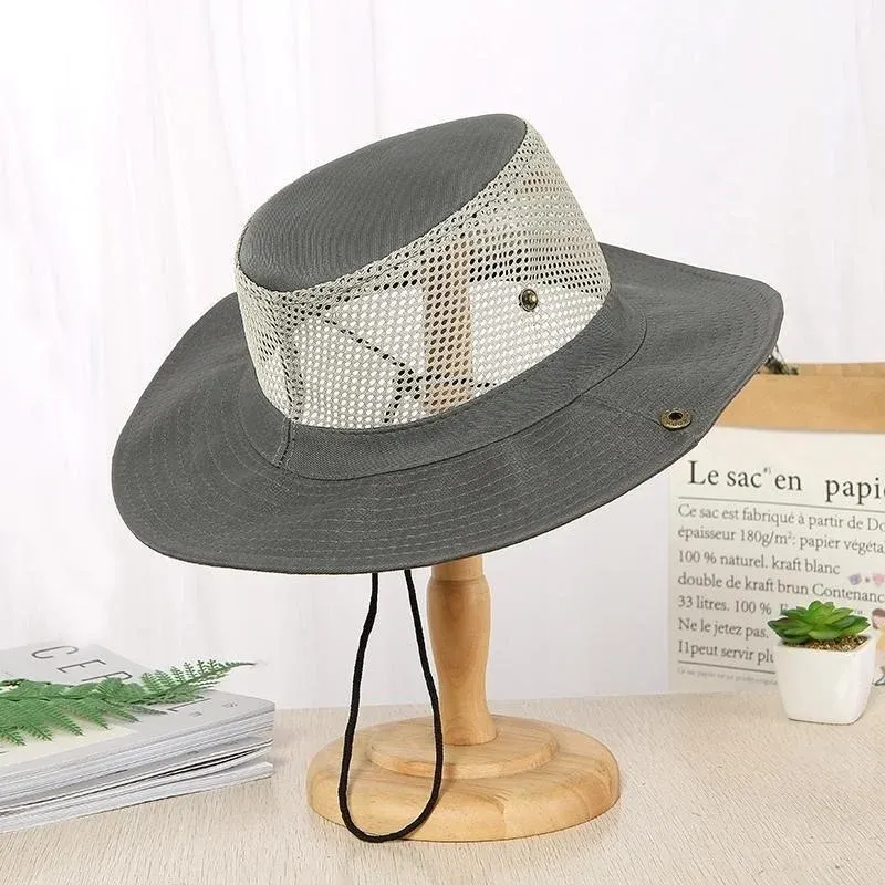 New Arrivals Multiple Styles Outdoor Beach Sun Shade Breathable Bucket Hat Male Summer Fishing Caps Trekking Collapsible Mesh_voghion.com