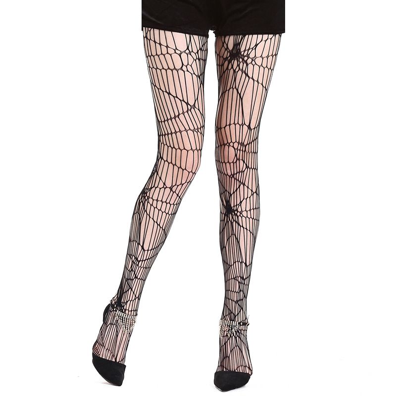 2025d Women's Fishnet Stockings Halloween Spider Pattern Pantyhose Ghost Festival Socks_voghion.com