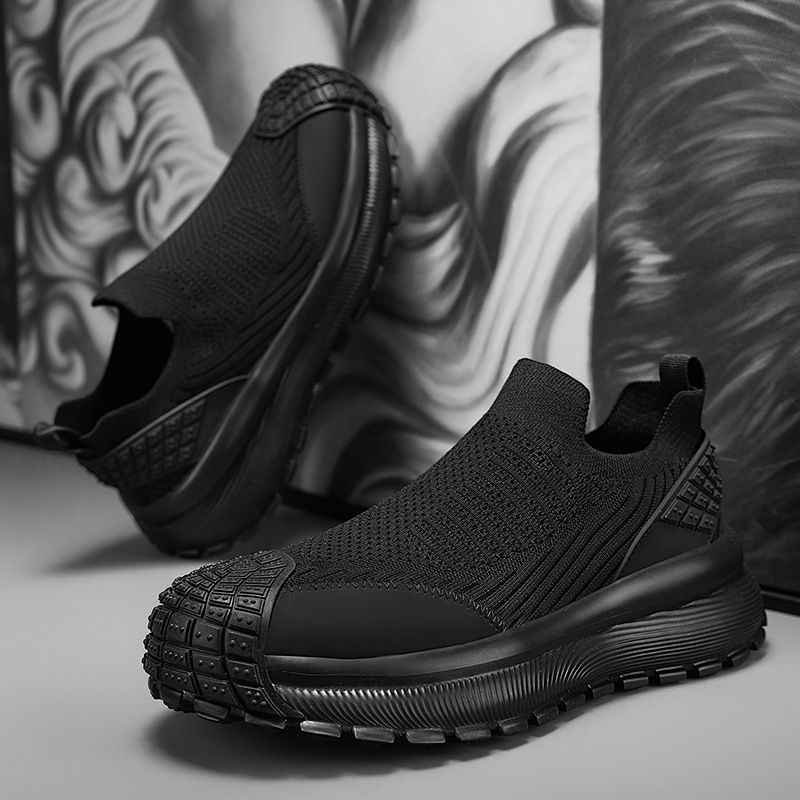 Men's 2025 Spring New Slip-On Breathable Thin Mesh Sock Shoes Tire Thick Sole Casual Sports_voghion.com