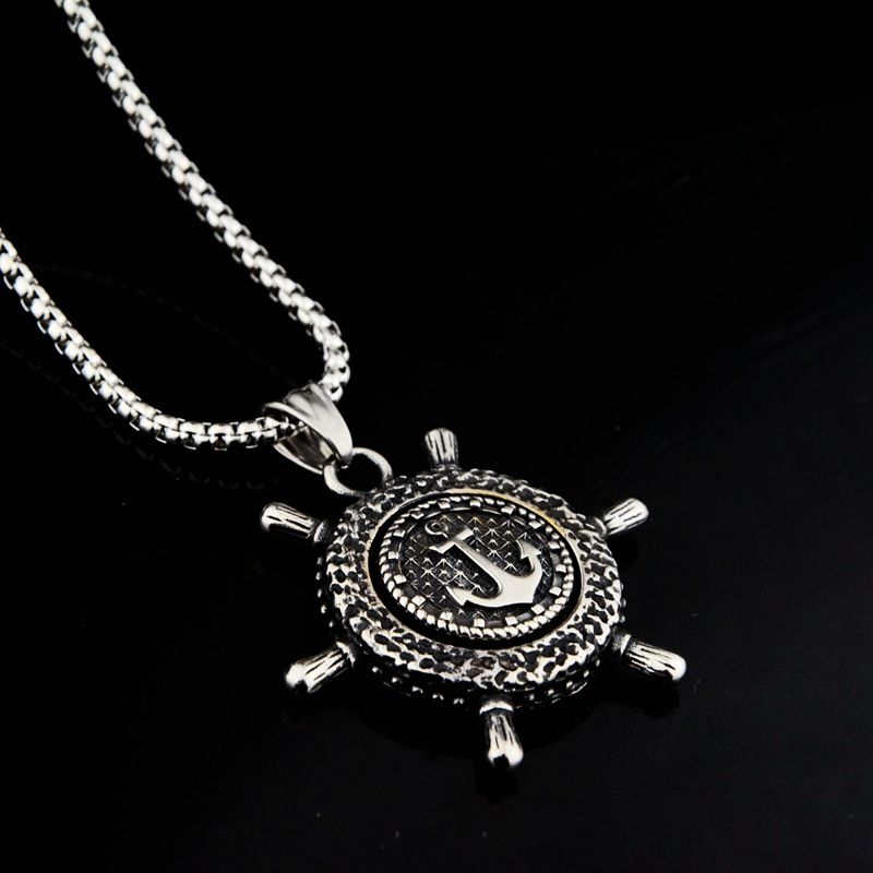 Nuovo pedale rotante con timone, collana versatile in acciaio al titanio hip-hop, accessori di coppia personalizzati per me_voghion.com