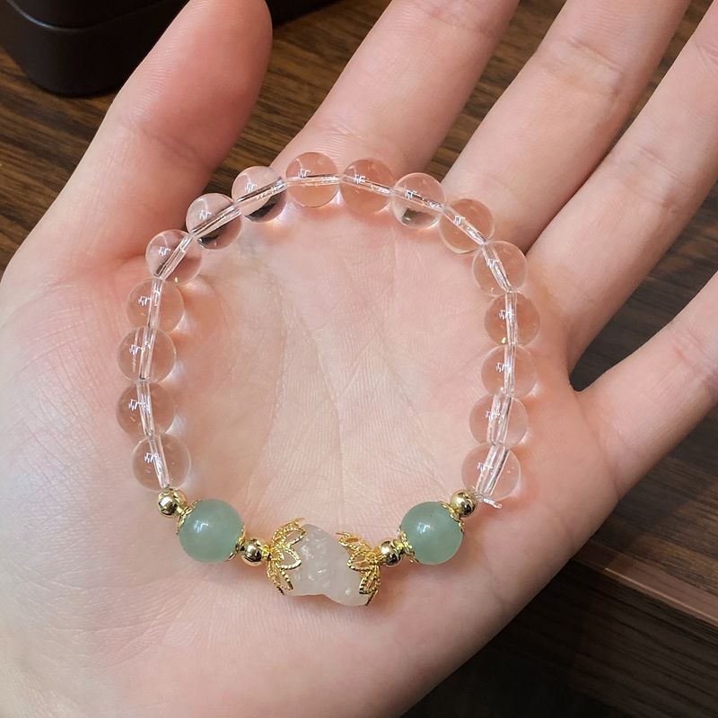 Neu Chinesischen Stil Weißen Kristall Einzigen Kreis Modische W der Natürliche Grüne Chalcedon Quaste Armband Schmuck Für_voghion.com