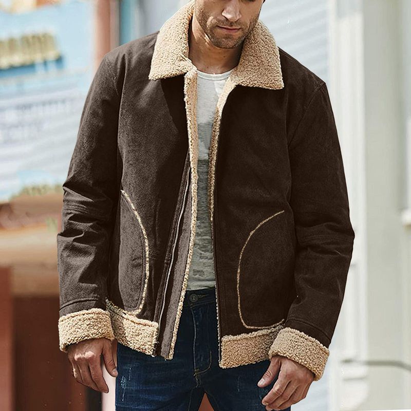 men's large size frosted velvet composite coat thick coat fur integrated_voghion.com