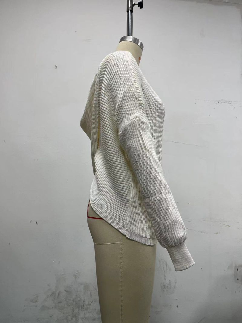 Frauen Kleidung neue rückenfreie gestrickte pullover langarm langarm gestrickte pullover weibliche_voghion.com