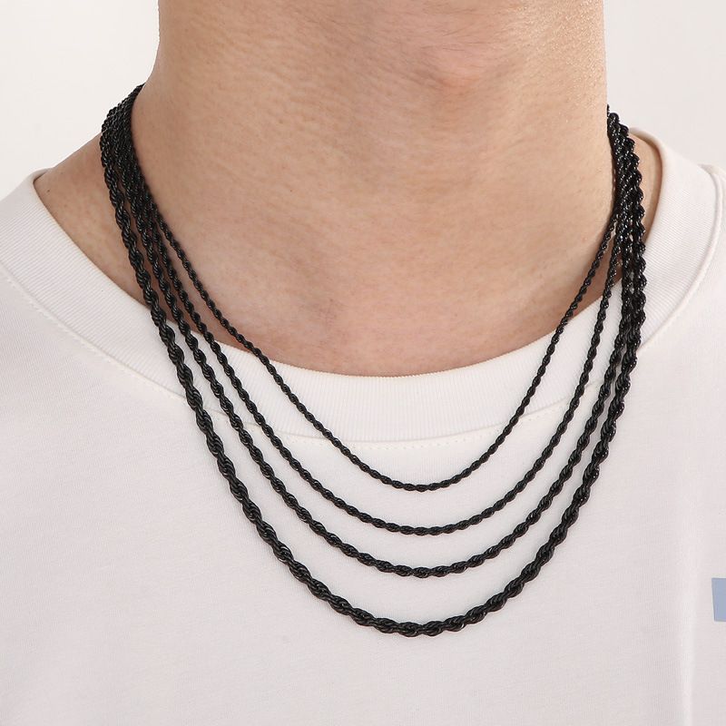 Vendite calde 2mm-8mm Oro Colore Twist Catena Corda Collane Per Uomo Donna Hiphop Acciaio Inossidabile Catene Impermeabili Collana Choker_voghion.com