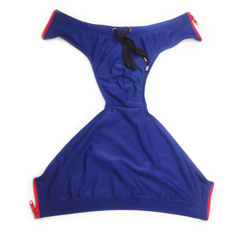 UXH nouveau côté Double fermeture éclair Sexy natation à la mode une pièce Triangle pantalon hommes_voghion.com