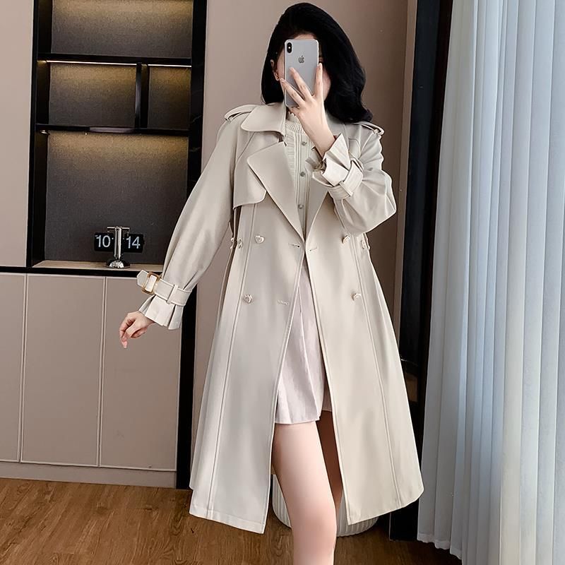 Spring And Autumn New French Style Commuter Windbreaker Women's Design Sense Long Loose Waist Jacket Coat_voghion.com