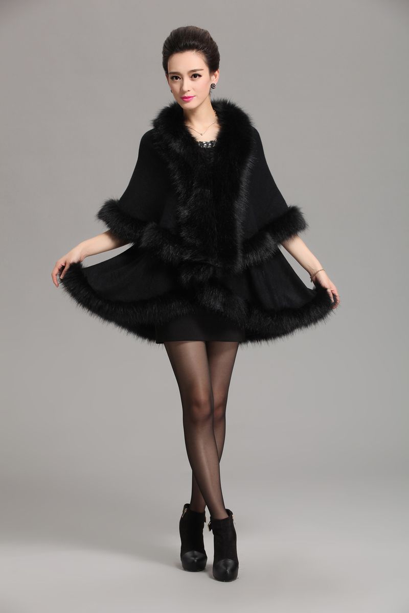 Wool cape cape women's large size knitted cardigan loose cape coat_voghion.com