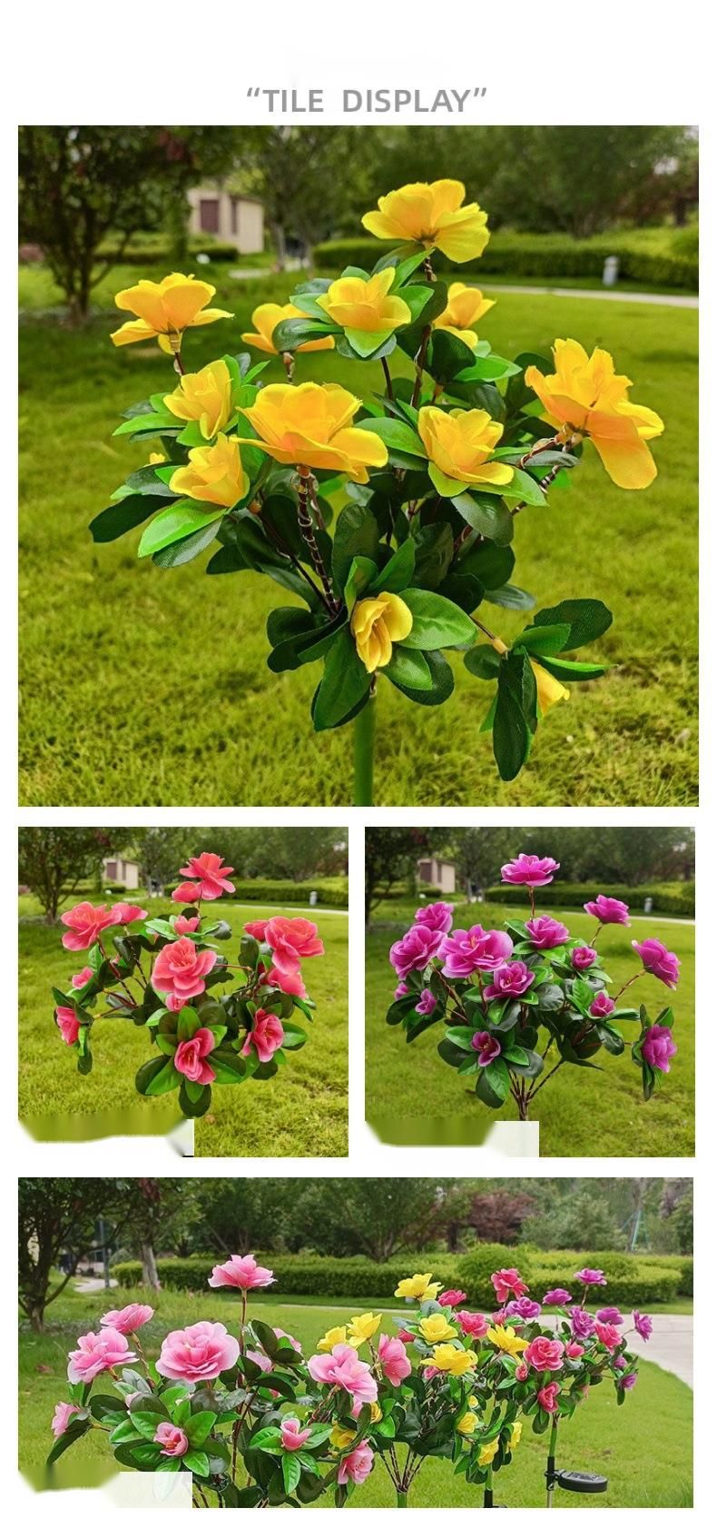 Solarbetriebene künstliche Azaleen-Bodenleuchte für die Dekoration von Innenhöfen, Rasenflächen und Gärten_voghion.com