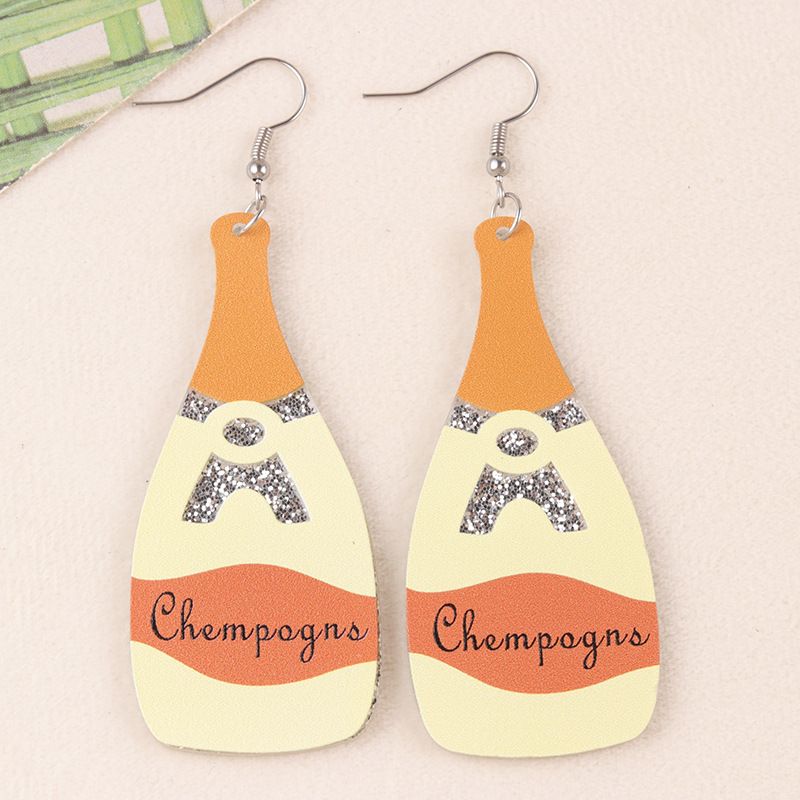 Cartoon Series Acrylic Snowman Cup Flower Personalized Wine Bottle Earrings Jewelry For Women_voghion.com