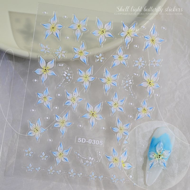 Meiyu New Release 6-Color Lily Embossed Nail Decals - Sweet Fresh 3D Lily Stickers For Girls_voghion.com