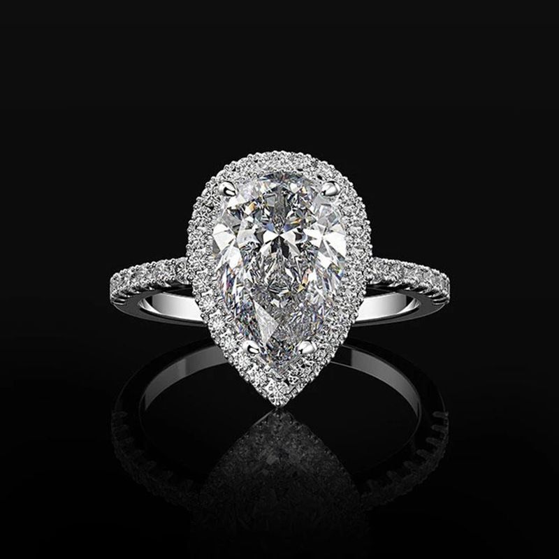 Cao Shi Creative - Anello nuziale da donna con zirconi a forma di goccia d'acqua scintillante_voghion.com