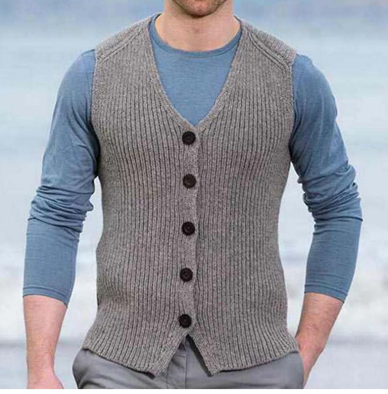 Heren herfst en winter nieuwe gebreide trui slim fit met onderkant wollen gebreid vest SY0163_voghion.com