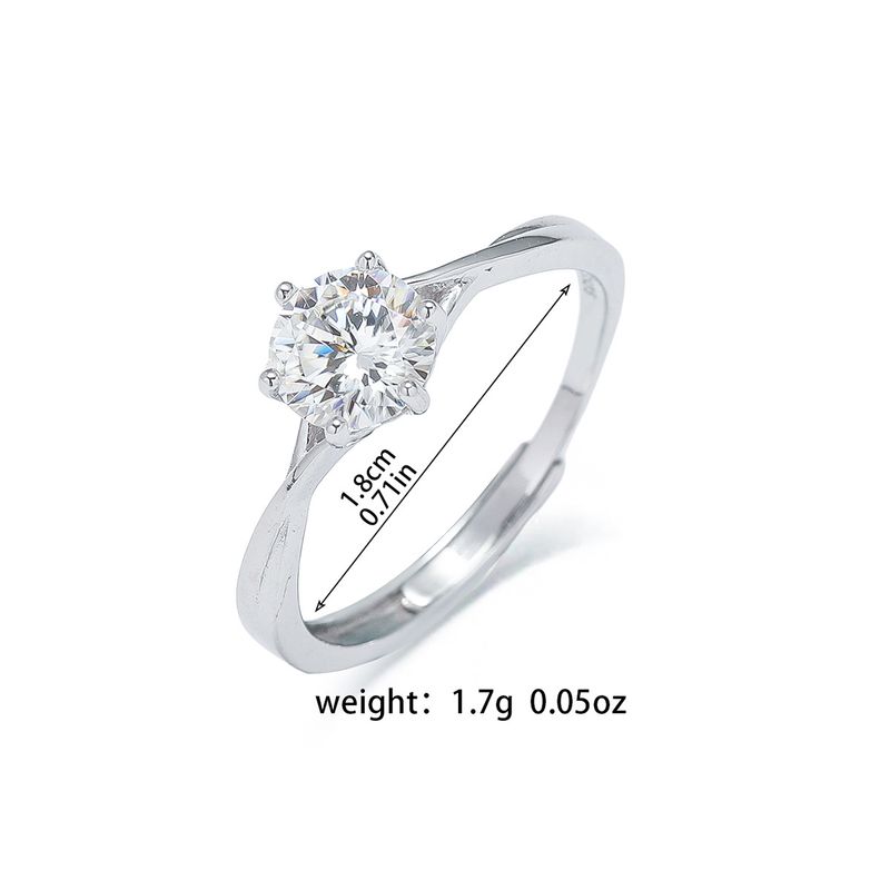 Anello S925 Donna Moissanite Moda Diamante Moda Temperamento Principessa Quadrato Anello Argento Sterling Anello Aperto Argento_voghion.com