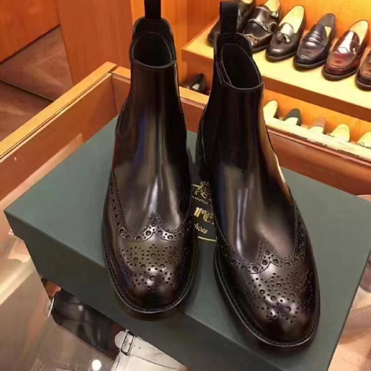 Stivali da donna con tacco basso, alti, intagliati, corti, martin, con punta tonda, 2024, autunno inverno, cinturino elastico_voghion.com