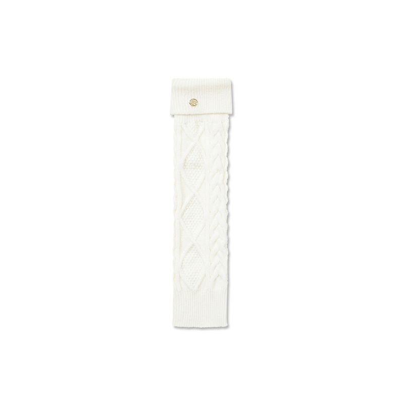Thick Soft Knitted Leg Warmers With Metal Label, Diamond Pattern, Cuffed Mid-Calf Socks, Gray Series Matching Socks_voghion.com
