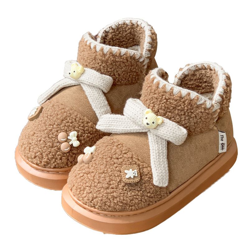 Niedlicher Teddybär, alles inklusive, mit Winterpantoffeln für Damen zu Hause, Baumwollschuhe für drinnen und draußen, dicker High-Top_voghion.com