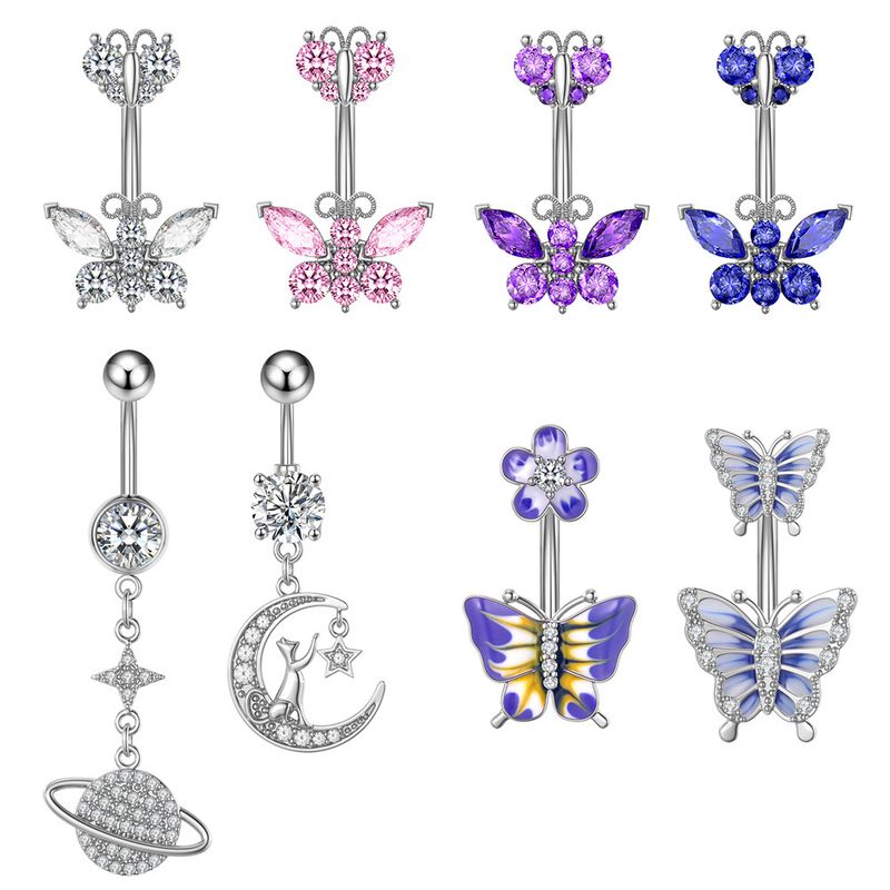 Women's Jewelry Zircon Belly Button Nail Oiled Belly Button Ring Piercing Jewelry_voghion.com