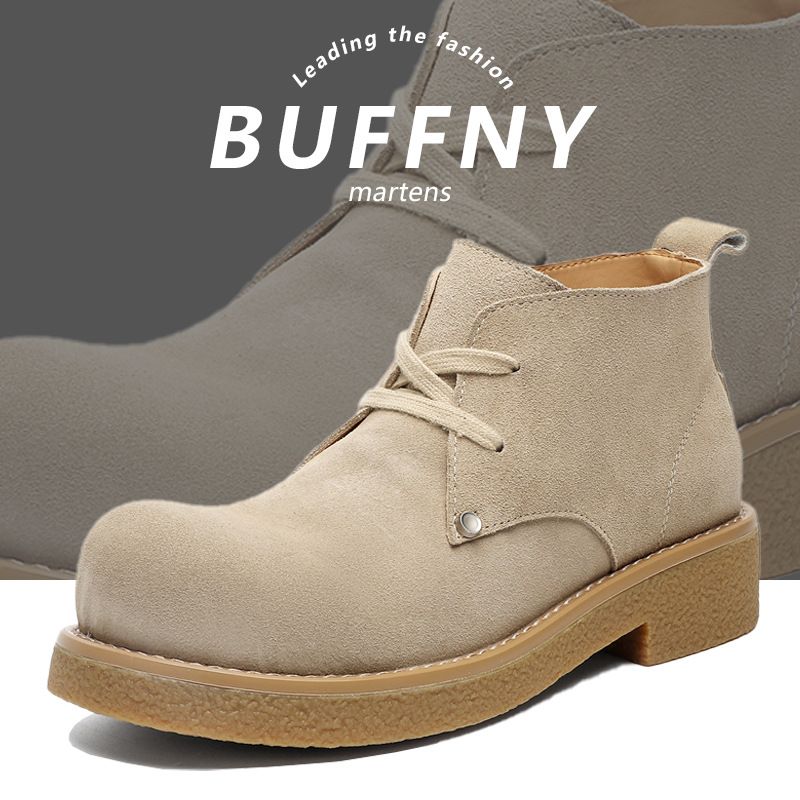 Bottes Martin japonaises rétro en velours de vache pour hommes, chaussures derby à grosse tête, bottes d'outillage courtes_voghion.com