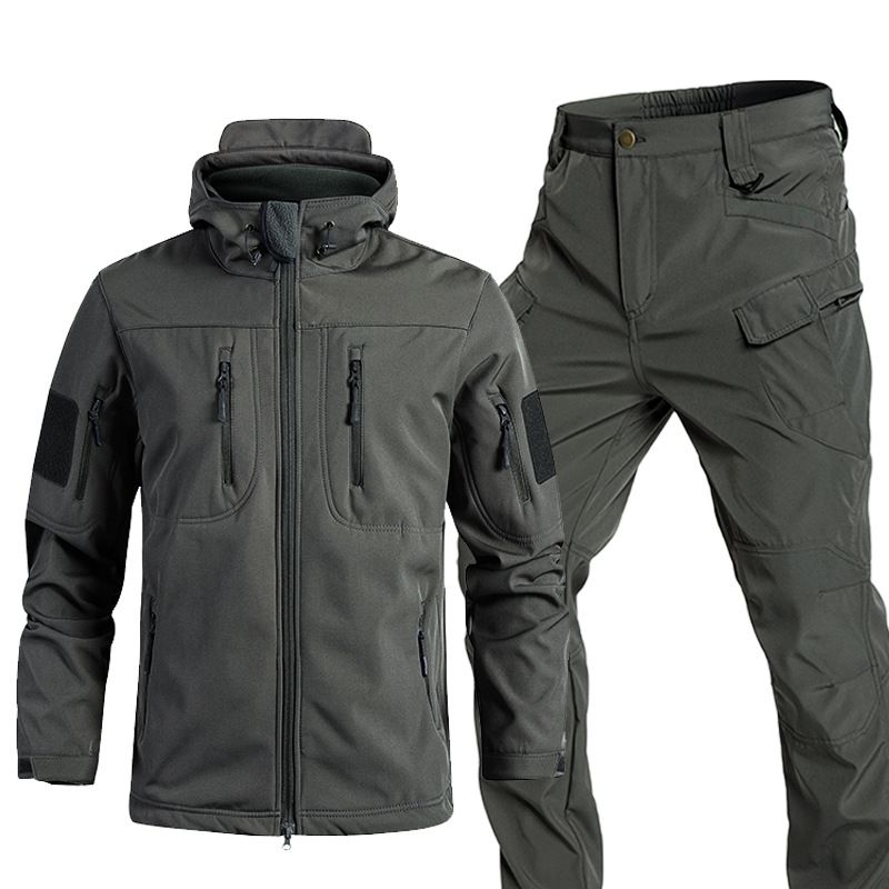 Shark Skin TAD Soft Shell Jacket Set Cycling Pants Men Waterproof Sports Thermal Winter_voghion.com
