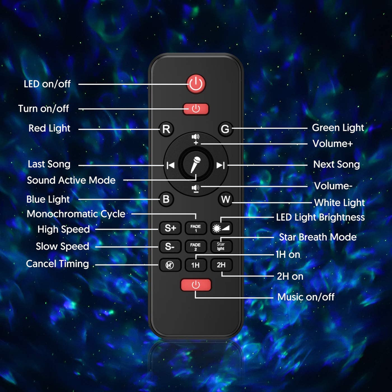Projektor gwiazd Bluetooth z muzyką - lampka nocna Galaxy do sufitu sypialni dziecięcej_voghion.com