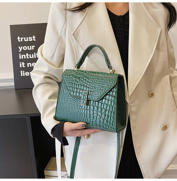 Damentasche Retro-Mode-Atmosphäre kleine quadratische Tasche Tragetasche Damentasche Krokodilstruktur elegante Umhängetasche_voghion.com