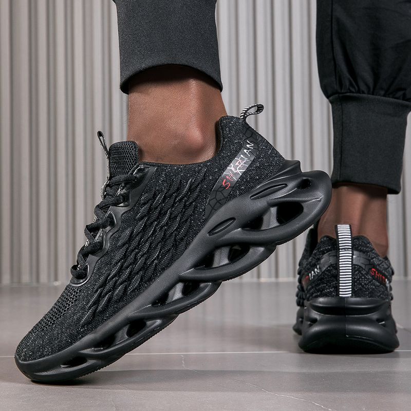 Hot Fried Dough Twists soled sports fish scale flying woven running shoes, men's high-quality Jinjiang shoes_voghion.com