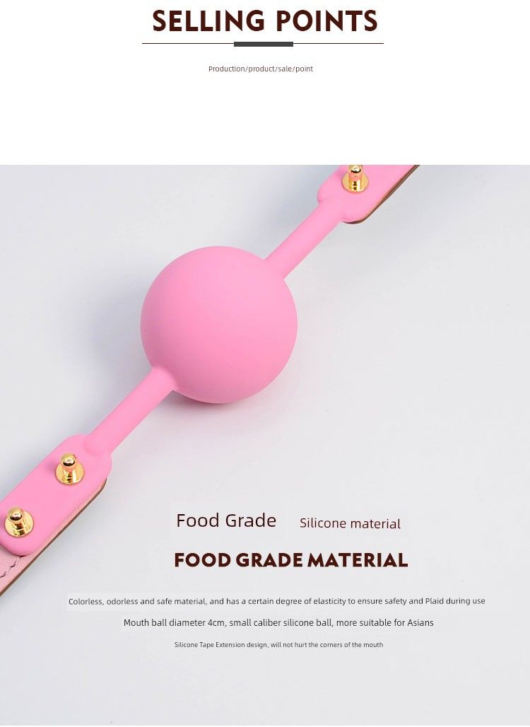 Palla bavaglio in silicone per la bocca, di piccole dimensioni, per uomini, in stile pelle di mucca di alta qualità, con fori, anti-vomito, divertimento in camera_voghion.com