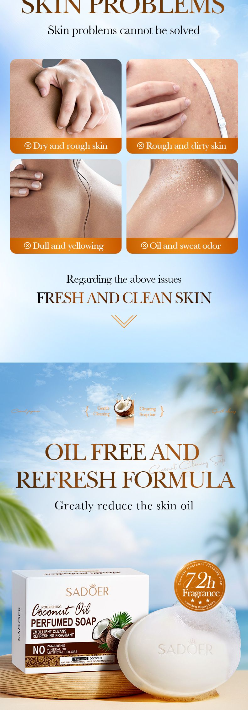 Sapone profumato all'olio di cocco, contiene una schiuma netta da 100 g, prodotti per la cura della pelle del corpo e della pulizia_voghion.com