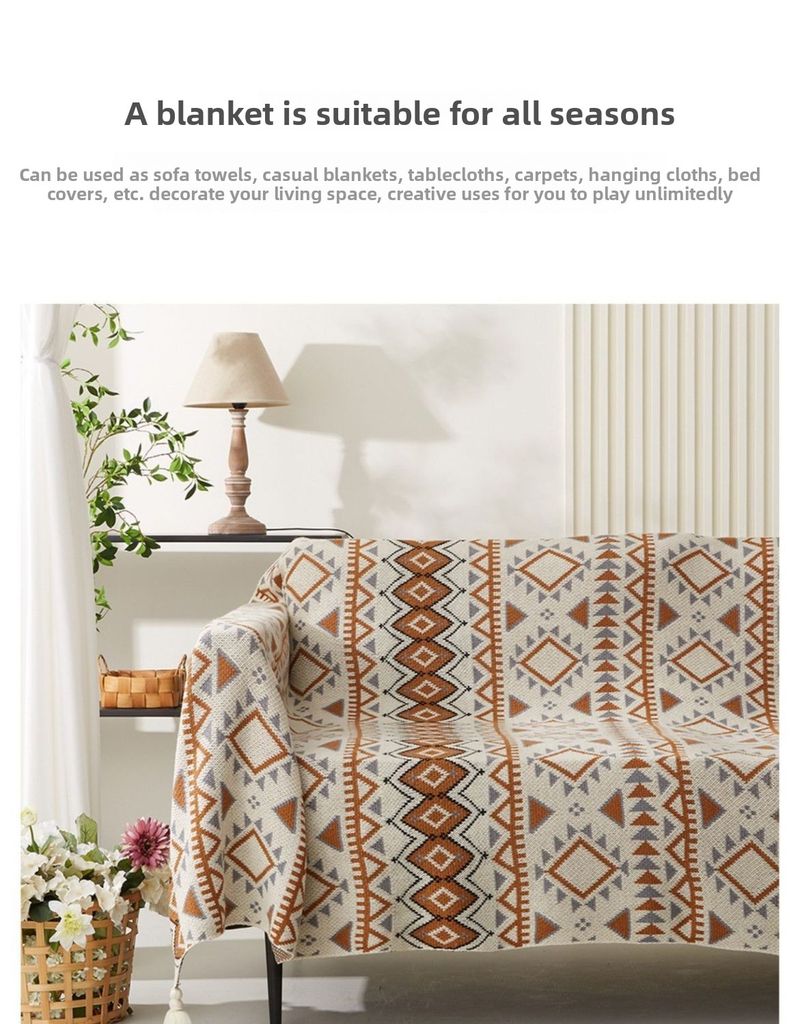 Coperta per neonati Navajo Sunlight in maglia stile bohémien, per ufficio, pisolino, aria condizionata, divano_voghion.com