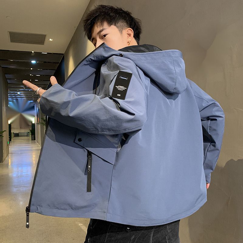 Giacca con cappuccio 2023 primavera e autunno nuova giacca alla moda in stile coreano da uomo per studenti e giovani casual_voghion.com