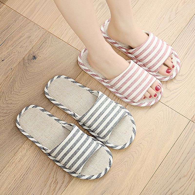 Coppia di pantofole da donna, antiscivolo, resistenti all'usura, in cotone e per pavimenti in legno, con suola morbida in lino, da uomo_voghion.com