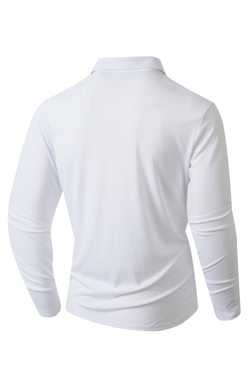 Polo a maniche lunghe da uomo - Classica t-shirt casual slim fit per autunno e inverno, traspirante e traspirante, top da allenamento in tinta unita_voghion.com