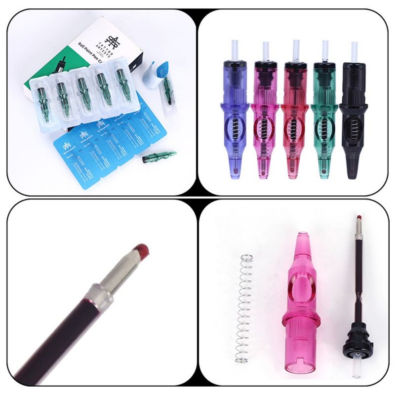 the Hottt of year 20pcs Integrated Ballpoint Pen Disposable 5 Colors Universal Tattoo Drawing Practice Cartrid 70% discount_voghion.com